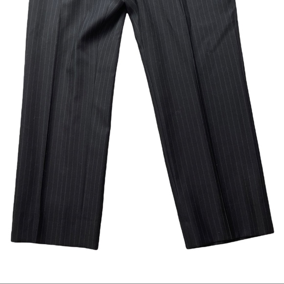 Valentino Black Wool Pinstriped Dress Pants - Picture 3 of 13